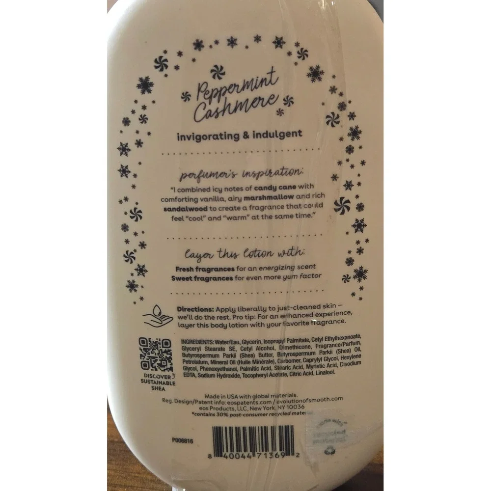 eos Peppermint Cashmere Shea Better 24H Moisture Body Lotion 16oz Pump New